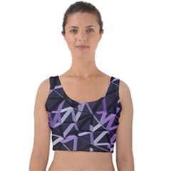 3d Lovely Geo Lines Vi Velvet Crop Top by Uniqued