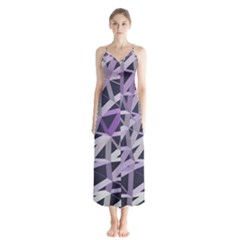 3d Lovely Geo Lines  Iv Button Up Chiffon Maxi Dress by Uniqued