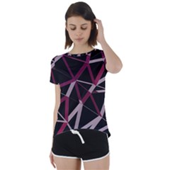 3d Lovely Geo Lines Iii Short Sleeve Foldover Tee by Uniqued