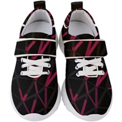 3d Lovely Geo Lines Viii Kids  Velcro Strap Shoes by Uniqued