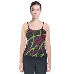 3d Lovely Geo Lines X Velvet Spaghetti Strap Top by Uniqued