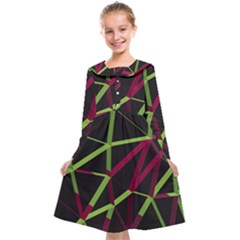 3d Lovely Geo Lines X Kids  Midi Sailor Dress by Uniqued