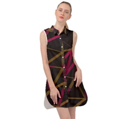 3d Lovely Geo Lines Xi Sleeveless Shirt Dress by Uniqued