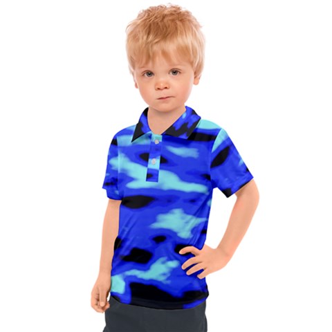 Blue Waves Abstract Series No11 Kids  Polo Tee by DimitriosArt