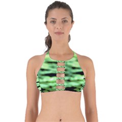 Green  Waves Abstract Series No13 Perfectly Cut Out Bikini Top by DimitriosArt