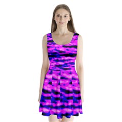 Purple  Waves Abstract Series No6 Split Back Mini Dress  by DimitriosArt