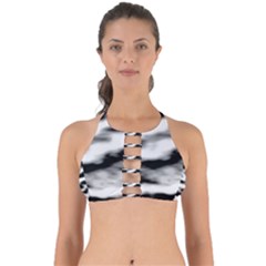 Black Waves Abstract Series No 2 Perfectly Cut Out Bikini Top by DimitriosArt