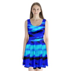 Blue Waves Abstract Series No13 Split Back Mini Dress  by DimitriosArt