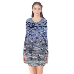 Silver Waves Flow Series 1 Long Sleeve V-neck Flare Dress by DimitriosArt