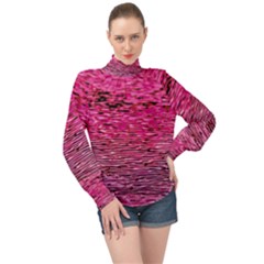 Pink  Waves Flow Series 1 High Neck Long Sleeve Chiffon Top by DimitriosArt