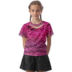 Pink  Waves Flow Series 1 Kids  Front Cut Tee by DimitriosArt