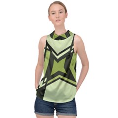 Abstract Pattern Geometric Backgrounds   High Neck Satin Top by Eskimos