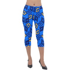 Abstract Pattern Geometric Backgrounds   Lightweight Velour Capri Leggings  by Eskimos