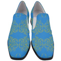 Floral Folk Damask Pattern Fantasy Flowers Floral Geometric Fantasy Women Slip On Heel Loafers by Eskimos