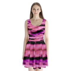 Pink  Waves Flow Series 2 Split Back Mini Dress  by DimitriosArt