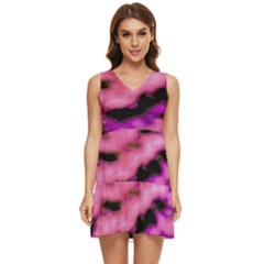 Pink  Waves Flow Series 2 Tiered Sleeveless Mini Dress by DimitriosArt