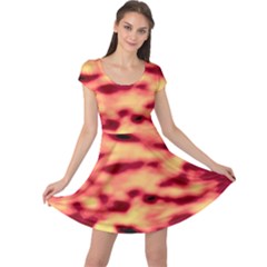 Red Waves Flow Series 4 Cap Sleeve Dress by DimitriosArt