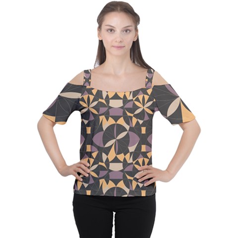 Abstract Pattern Geometric Backgrounds   Cutout Shoulder Tee by Eskimos