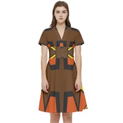 Abstract Pattern Geometric Backgrounds   Short Sleeve Waist Detail Dress by Eskimos