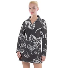 Folk Flowers Print Floral Pattern Ethnic Art Women s Long Sleeve Casual Dress by Eskimos