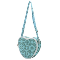 Floral Folk Damask Pattern Fantasy Flowers Floral Geometric Fantasy Heart Shoulder Bag by Eskimos