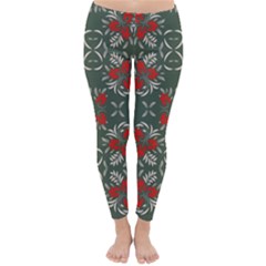 Floral Folk Damask Pattern Fantasy Flowers Floral Geometric Fantasy Classic Winter Leggings by Eskimos