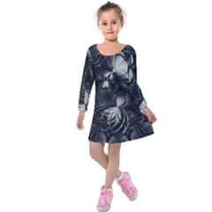 Charcoal Faker Kids  Long Sleeve Velvet Dress by MRNStudios