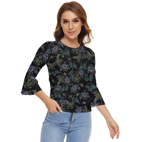 Moody Flora Bell Sleeve Top by BubbSnugg