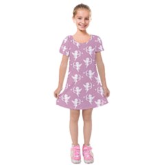 Cupid Pattern Kids  Short Sleeve Velvet Dress by Valentinaart