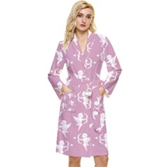 Cupid Pattern Long Sleeve Velour Robe by Valentinaart