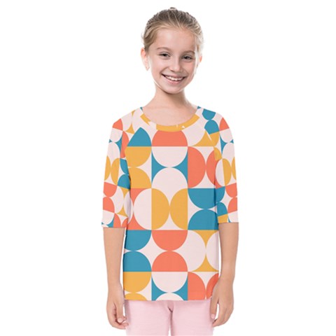 Geometric Pattern Kids  Quarter Sleeve Raglan Tee by Valentinaart