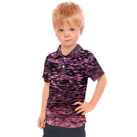 Pink  Waves Flow Series 11 Kids  Polo Tee by DimitriosArt