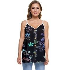 Flowers Pattern Casual Spaghetti Strap Chiffon Top by Sparkle