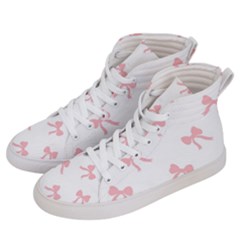 Pink Bow Pattern Women s Hi-top Skate Sneakers by Littlebird