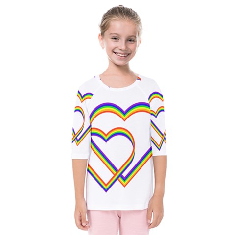 Rainbow Hearts Kids  Quarter Sleeve Raglan Tee by UniqueThings