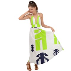 Abstract Pattern Geometric Backgrounds   Backless Maxi Beach Dress by Eskimos