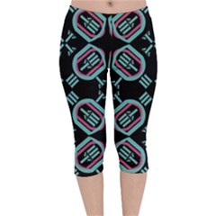 Abstract Pattern Geometric Backgrounds   Velvet Capri Leggings  by Eskimos