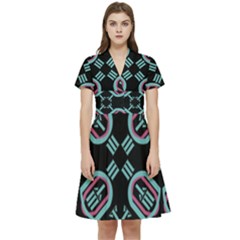 Abstract Pattern Geometric Backgrounds   Short Sleeve Waist Detail Dress by Eskimos