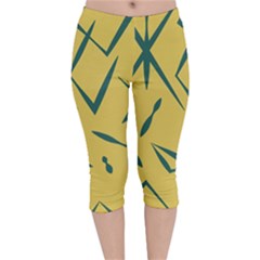 Abstract Pattern Geometric Backgrounds   Velvet Capri Leggings  by Eskimos