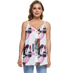 Fashion Faces Casual Spaghetti Strap Chiffon Top by Sparkle