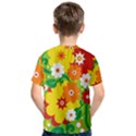 Flower Power Wallpaper Green Yellow Orange Red Kids  Cotton Tee View2