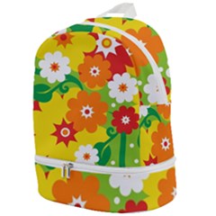 Flower Power Wallpaper Green Yellow Orange Red Zip Bottom Backpack by EDDArt