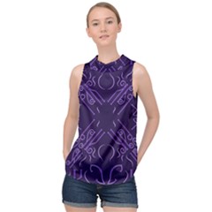 Abstract Pattern Geometric Backgrounds   High Neck Satin Top by Eskimos