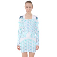 Flower Of Life  V-neck Bodycon Long Sleeve Dress by tony4urban