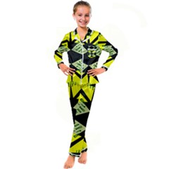 Abstract Pattern Geometric Backgrounds   Kid s Satin Long Sleeve Pajamas Set by Eskimos