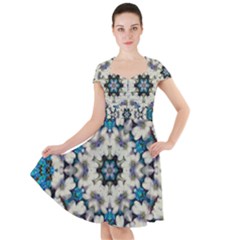 Paradise Flowers And Candle Light Cap Sleeve Midi Dress by pepitasart