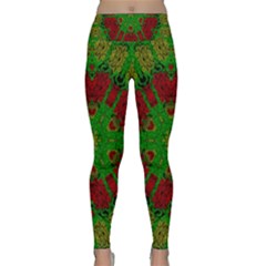 Peacock Lace So Tropical Lightweight Velour Classic Yoga Leggings by pepitasart