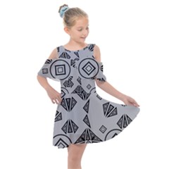 Abstract Pattern Geometric Backgrounds   Kids  Shoulder Cutout Chiffon Dress by Eskimos