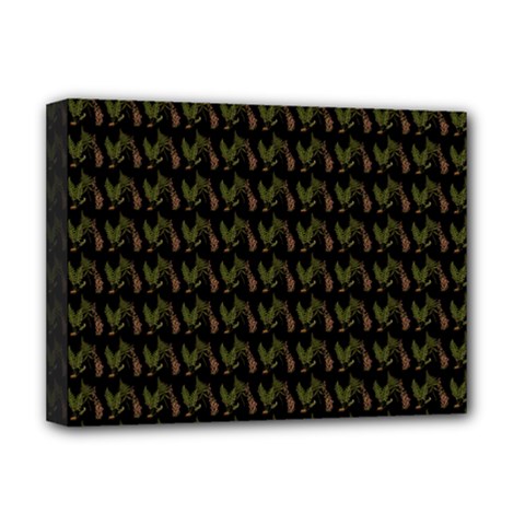 Fern Pattern 2 Black Deluxe Canvas 16  X 12  (stretched)  by violetheavensky