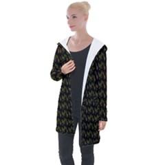 Fern Pattern 2 Black Longline Hooded Cardigan by violetheavensky